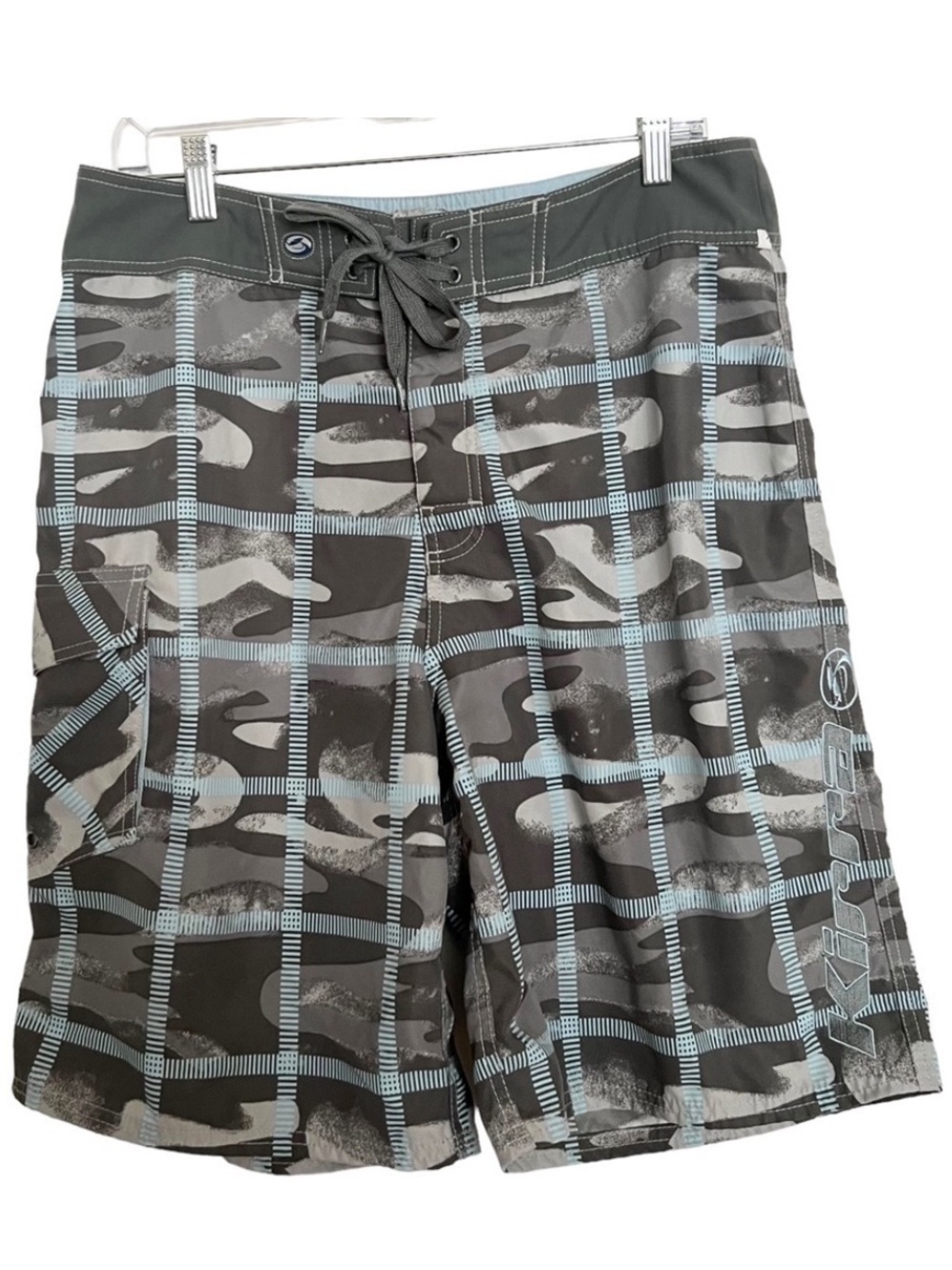 Kirra Blue Gray Printed Swim Shorts W32